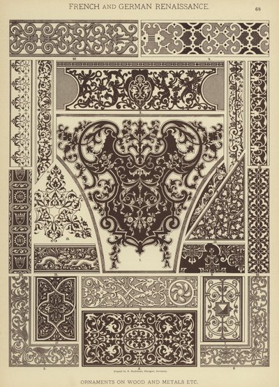 法国和德国文艺复兴，木头和金属装饰品等（彩色石版画） 作者 德国学校