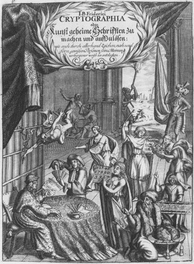 来自密码学的插图，约翰·巴尔塔萨尔·弗里德里奇（Johann Balthasar Friderici）的秘密剧本，由Johan Friedlein（17世纪）刻在汉堡，1685年出版 作者 德国学校