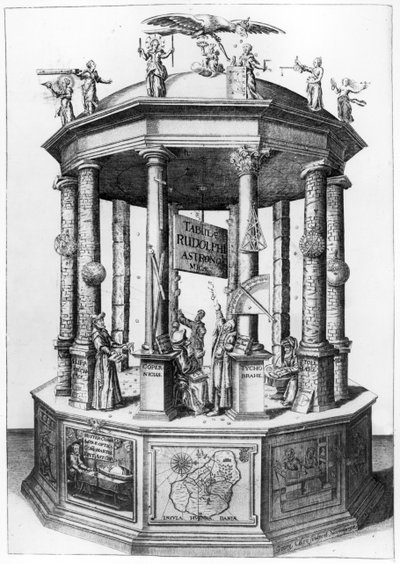 1672年出版的Johannes Kepler编辑的鲁道夫表的主题 作者 德国学校