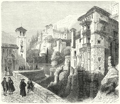 赫内拉利费宫，西班牙格拉纳达酋长国 Nasrid 统治者的夏宫（雕刻） 作者 德国学校