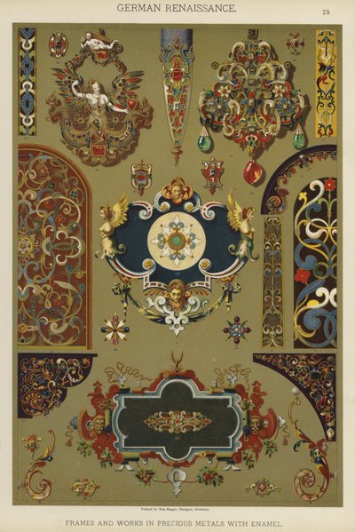 德国文艺复兴、框架和珐琅贵金属作品（彩色石版画） 作者 德国学校