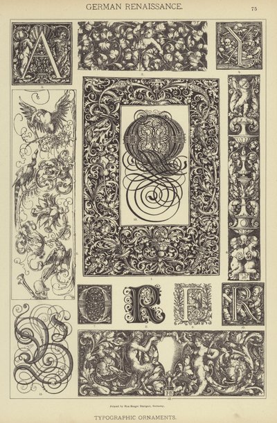 德国文艺复兴时期，印刷装饰品（彩色石版画） 作者 德国学校