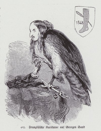 19 世纪法国女小说家乔治·桑的德国漫画（石版画） 作者 德国学校