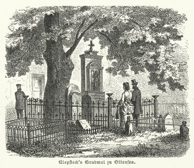 德国诗人弗里德里希·戈特利布·克洛普斯托克 (Friedrich Gottlieb Klopstock) 的坟墓，位于汉堡奥滕森 (雕刻) 作者 德国学校