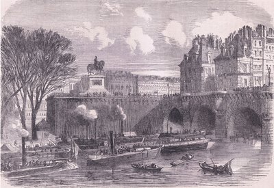 塞纳河上的炮艇，卡塞尔公司出版的法德战争卡塞尔历史，约 1890 年（石版印刷） 作者 德国学校