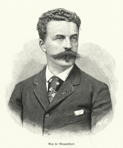 Guy de Maupassant, French short story writer (litho) 作者 德国学校
