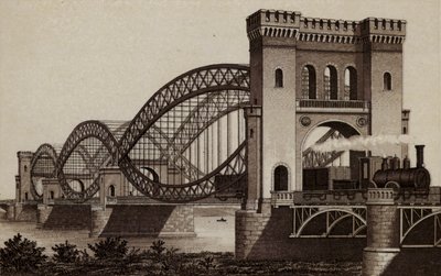 汉堡：Eisenbahn-Elb-Brucke，横跨易北河的铁路桥（石版画） 作者 德国学校