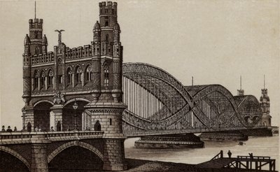 Hamburg: Neue Elb-Brucke, New Bridge over the Elbe (litho) 作者 德国学校
