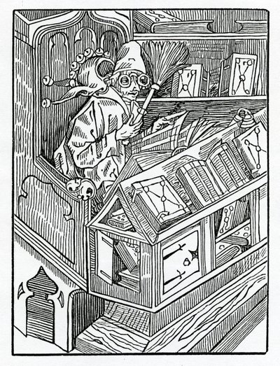 在这里，您可以看到亚历山大·巴克莱（Alexander Barclay）在1874年出版的“愚人船”（The Ship of Fools）的英文译本中的故事和第一个无可比拟的噱头。 作者 德国学校