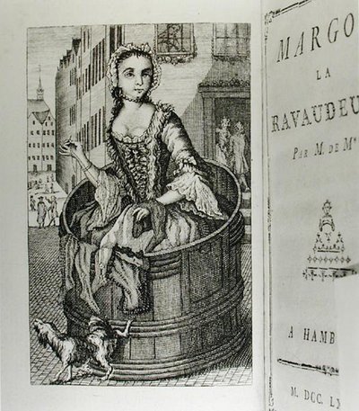 Margot la Ravaudeuse》（1750）的插图，作者是M. de M.（Louis Charles Fougeret de Monbron 1706-1761），1777年出版（雕刻）（黑白照片）。 作者 德国学校