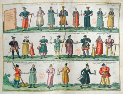Dithmarschen（丹麦）的居民，来自G。Braun，Koln，1572-1618的Theatre des Cites du Monde剧院版画 作者 德国学校