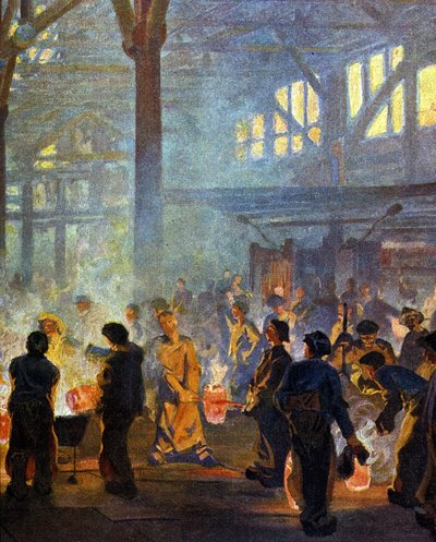 1908 年的冶金厂内部。来自 Jugend。 作者 德国学校