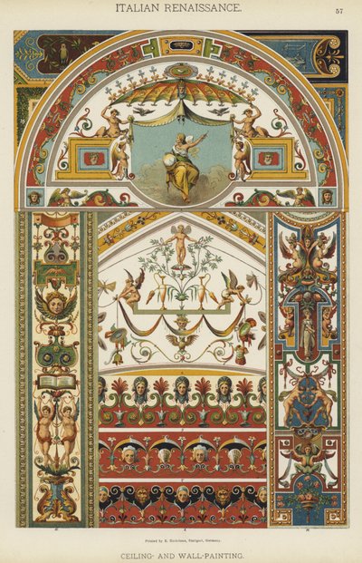 Italian Renaissance, Ceiling and Wall-Painting (colour litho) 作者 德国学校