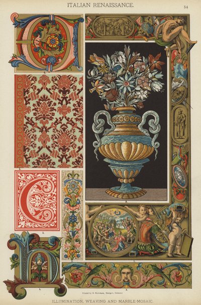 意大利文艺复兴、照明、编织和大理石马赛克（彩色石版画） 作者 德国学校