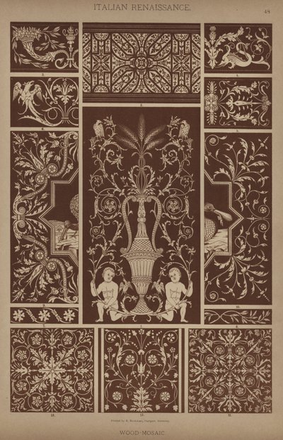 意大利文艺复兴时期，木马赛克（彩色石版画） 作者 德国学校