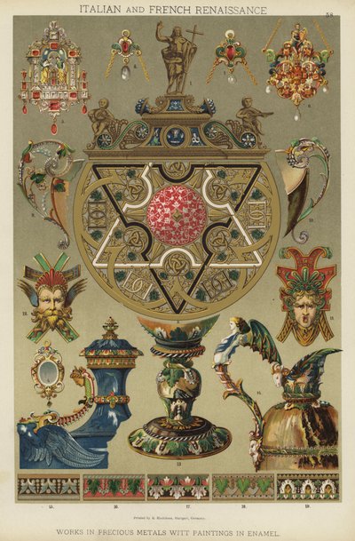 意大利和法国文艺复兴时期，贵金属作品 威特的珐琅画（彩色平版印刷品 作者 德国学校