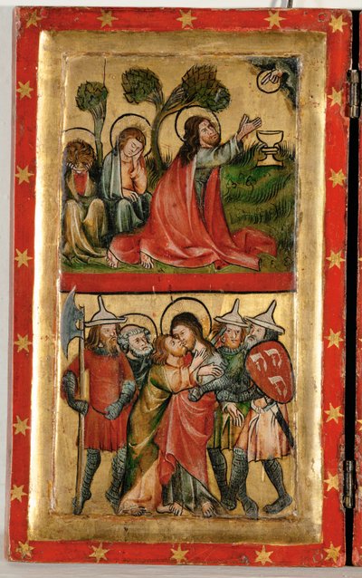 耶稣在橄榄山上祈祷，门徒们在睡觉（木板上的钢笔画） 作者 德国学校