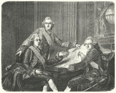 King Gustav III of Sweden in consultation with his brothers Charles and Frederick Adolf (engraving) 作者 德国学校