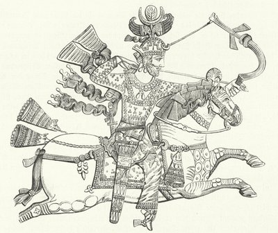 马背上的波斯国王佩罗兹一世 (雕刻) 作者 德国学校
