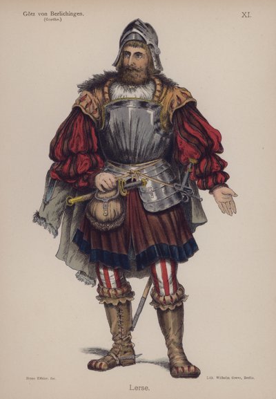 Lerse，来自歌德的 Gotz von Berlichingen（彩色石版画） 作者 德国学校