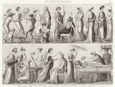 古希腊的生活。Bilder-Atlas的插图（雕刻）。 作者 德国学校
