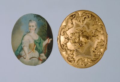 18世纪中期，Wilhelmine作为戴安娜的微型小饰品（镀金黄铜，象牙和玻璃） 作者 德国学校