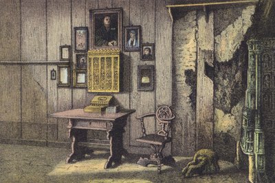 瓦特堡的卢瑟斯厅（chromolitho）。 作者 德国学校