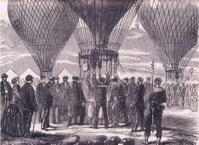 M Gambetta 为 Tours 出发，Cassells 法德战争史，Cassell and Company Limited 出版，约 1890 年（石版画） 作者 德国学校