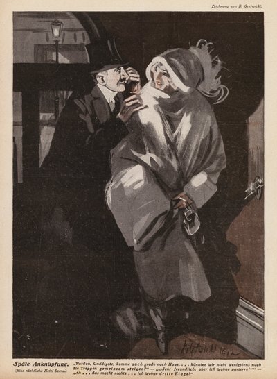 男子向年轻女子求婚（石版画） 作者 德国学校