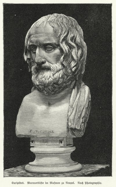 Marble bust of Euripides, Ancient Greek playwright (litho) 作者 德国学校
