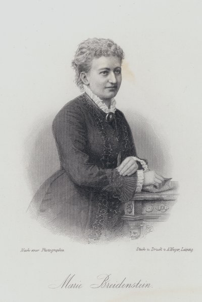 Marie Breidenstein，德国钢琴家、歌手和歌唱教师（雕刻）。 作者 德国学校