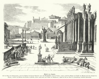 Market of Sparta, Ancient Greece (engraving) 作者 德国学校