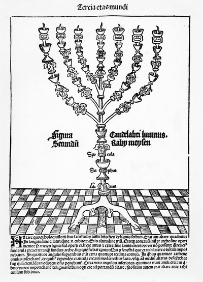 Menorah，来自Hartmann Schedel的Liber Chronicarum，于1493年在纽伦堡出版 作者 德国学校