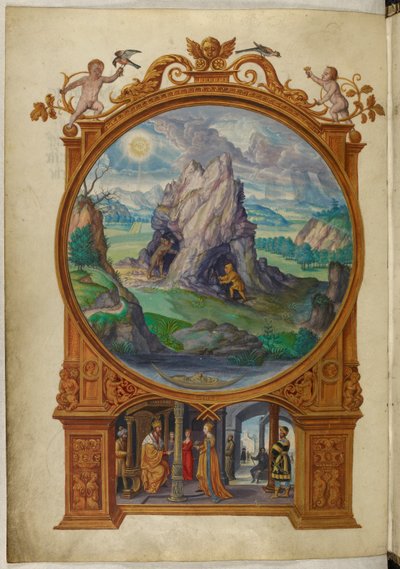 哈雷 3469 号女士，f.13v 炼金术士寻找黄金，第一个寓言，选自萨洛蒙-特里斯莫辛的 "太阳的辉煌"。 作者 德国学校