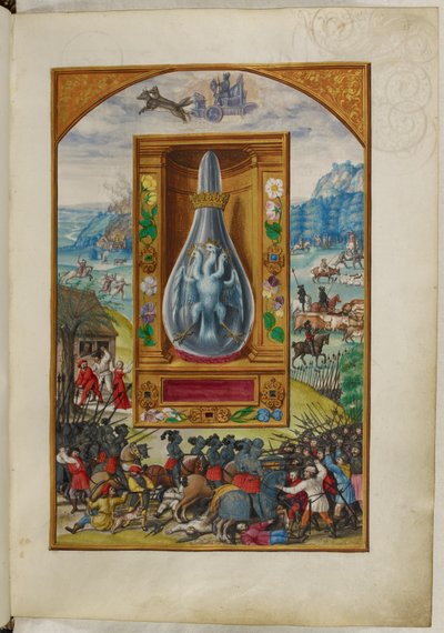 哈雷 3469 号女士，f.25 烧瓶中的三头鸟，《第四论》，选自萨洛蒙-特里斯莫辛的《太阳的辉煌》。 作者 德国学校