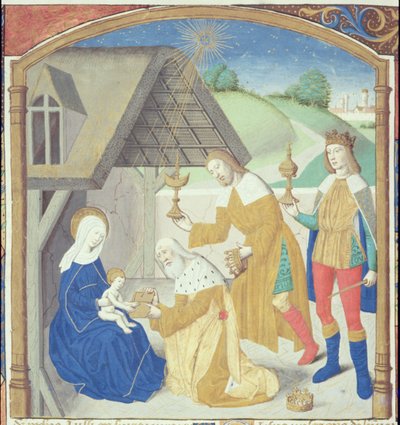 Hunter 36 f.44r Nativity，来自Vita Christi，来自萨克森州的Ludolf，c.1300-7778 作者 德国学校