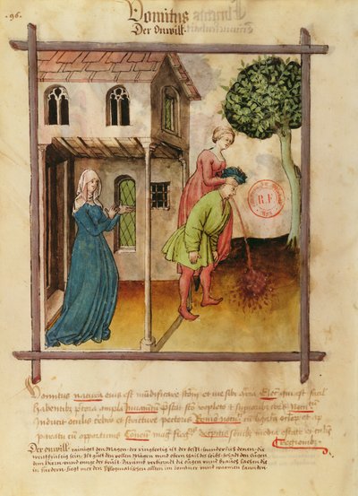 MS 9333 fol.96v人呕吐，从健康Tacuinum 作者 德国学校