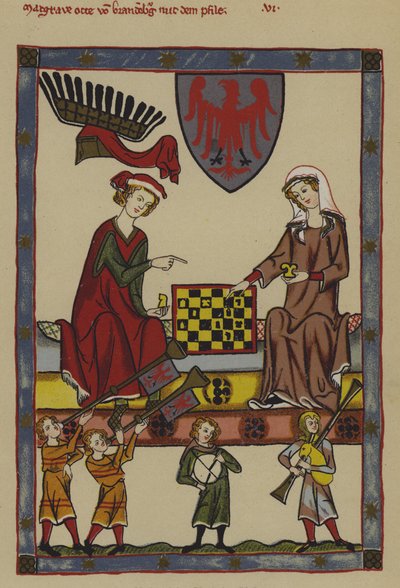 Otto IV, Margrave of Brandenburg and his wife, Hedwig of Holstein (colour litho) 作者 德国学校