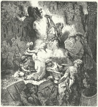 Pagan Lithuanians making offerings in a sacred grove (engraving) 作者 德国学校