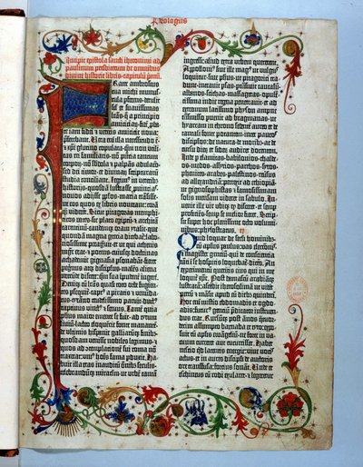 来自古腾堡圣经的页面，美因茨，c.1455 作者 德国学校