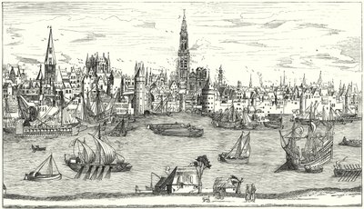 16 世纪初安特卫普全景图（版画） 作者 德国学校