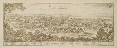 1620年巴黎的全景，由Topographia Galliae by Martin Zeiller（1589-1661）发表于1655年 作者 德国学校
