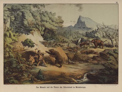 People and animals of Prehistoric Europe (colour litho) 作者 德国学校