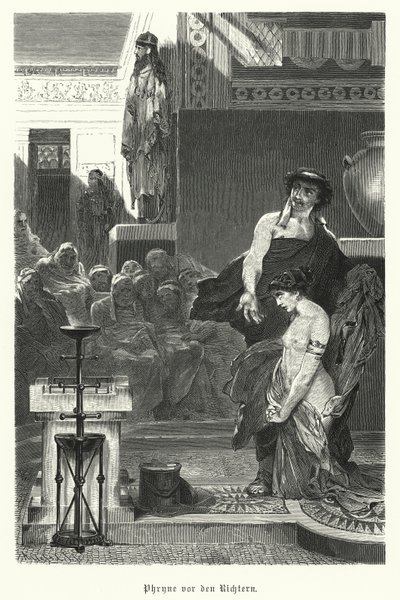Phryne，古希腊歌妓，因不虔诚而受审，公元前4世纪（雕刻）。 作者 德国学校
