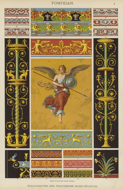 Pompeian, Wallpainting and Polychrome Basso-Relievos (colour litho) 作者 德国学校