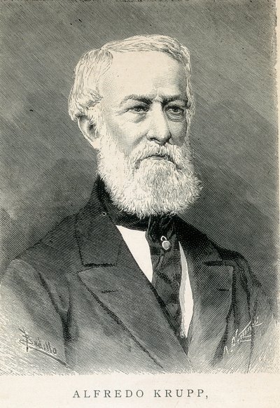 德国钢铁工业家阿尔弗雷德·克虏伯 (Alfred KRUPP) (1812-1887) 的肖像 作者 德国学校