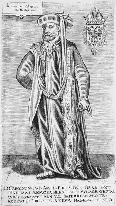 查理五世（1500-1558），神圣罗马帝国皇帝的肖像 作者 德国学校