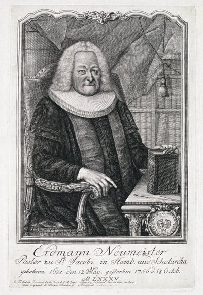 Erdmann Neumeister的肖像（1671-1756） 作者 德国学校