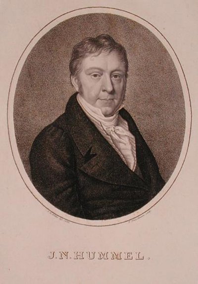 约翰-内波穆克-胡默尔(1778-1837)的肖像，由弗莱施曼雕刻。 作者 德国学校