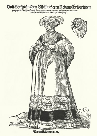 萨克森公爵夫人 Sibylle 的肖像（版画） 作者 德国学校
